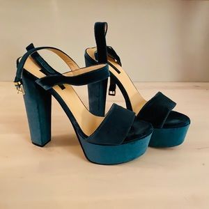 Marina Rinaldi Green Suede Platform Heels